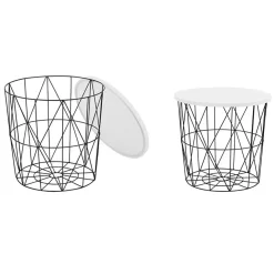 Garnero Arredamenti Tavolino da salotto contenitore 42x42cm rotondo rovere bianco nero Roslin Outlet