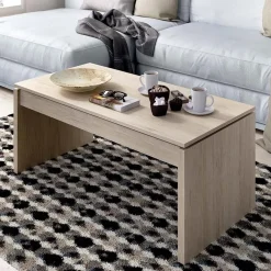 Garnero Arredamenti Tavolino da salotto contenitore 102x50cm elevabile moderno Paris Rovere Discount