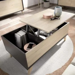 Garnero Arredamenti Tavolino da salotto contenitore 99x60cm design moderno rovere grafite Elmer Rovere - Grafite Clearance