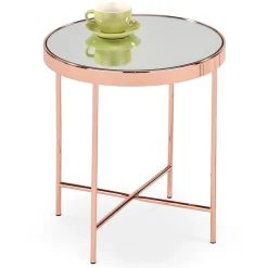 Garnero Arredamenti Tavolino da salotto design rotondo 42x42cm acciaio rame Roros