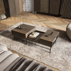 Garnero Arredamenti Tavolino da salotto doppio cassetti 134x40cm wengè Blackwood Hot