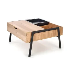 Garnero Arredamenti Tavolino da salotto industrial 85x64cm rovere metallo nero Larisa