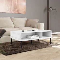 Garnero Arredamenti Tavolino da salotto 110x40cm 2 vani Stark Bianco Opaco Best