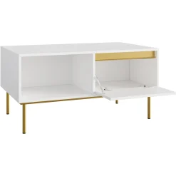 Garnero Arredamenti Tavolino da salotto 100x50cm 1 anta bianco oro Praga Bianco Opaco - Oro Online