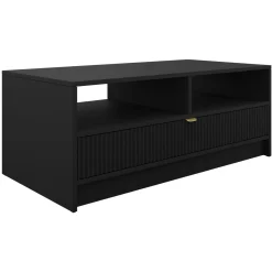 Garnero Arredamenti Tavolino da salotto 100x50cm con cassetto cannettato nero Athena Nero Opaco Outlet