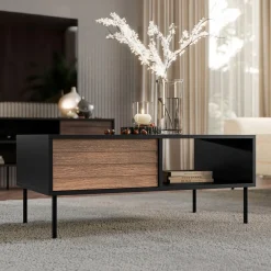 Garnero Arredamenti Tavolino da salotto 100x55cm con vano noce nero Wild Noce - Nero opaco Best