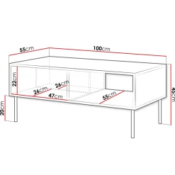 Garnero Arredamenti Tavolino da salotto 100x55cm con vano noce nero Wild Noce - Nero opaco Best