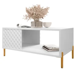 Garnero Arredamenti Tavolino da salotto 92x43cm con frontali decorati bianco Amsterdam Discount