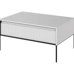 Garnero Arredamenti Tavolino da salotto 100x50cm cannettato nero Camelia Bianco Opaco Hot