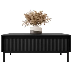 Garnero Arredamenti Tavolino da salotto 100x50cm design cannettato nero Strike Nero Opaco Clearance