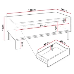 Garnero Arredamenti Tavolino da salotto 100x50cm design cannettato nero Strike Nero Opaco Clearance