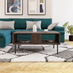 Garnero Arredamenti Tavolino da salotto 100x46cm  noce scuro con frontali serigrafati Savanna New