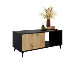 Garnero Arredamenti Tavolino da solotto 120x52cm 1 anta 2 vani rovere nero Hans