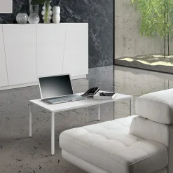 Garnero Arredamenti Tavolino 55x90 cm da salotto rettangolare frassino metallo Blade Bianco Discount