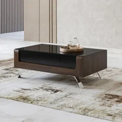 Garnero Arredamenti Tavolino 110x65cm da salotto 1 cassetto noce nero lucido Jumbo Nero Lucido - Noce Clearance