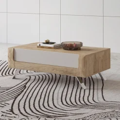 Garnero Arredamenti Tavolino 110x65cm da salotto 1 cassetto rovere tortora lucido Jumbo Tortora - Rovere Best