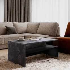 Garnero Arredamenti Tavolino 100x45cm da salotto design ossido e nero Emotion Gihome® Nero Opaco - Ossido Sale