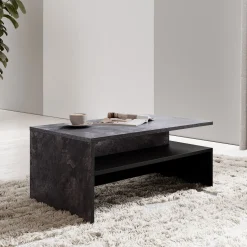 Garnero Arredamenti Tavolino 100x45cm da salotto design ossido e nero Emotion Gihome® Nero Opaco - Ossido Sale