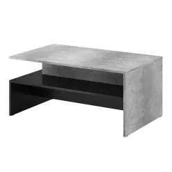 Garnero Arredamenti Tavolino 100x45cm da salotto design cemento e nero Emotion Gihome® Nero Opaco - Cemento