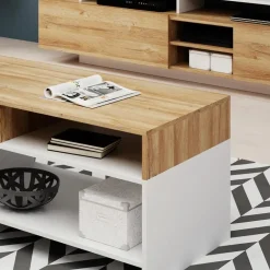 Garnero Arredamenti Tavolino 120x60cm da salotto moderno rovere bianco Blob Rovere - Bianco opaco Online