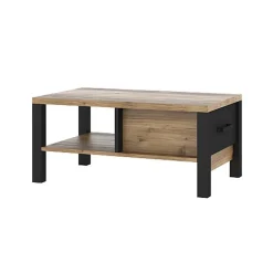 Garnero Arredamenti Tavolino 90x56cm da salotto moderno quercia nero opaco Nebraska Outlet