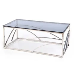 Garnero Arredamenti Tavolino 120x60cm da salotto vetro acciaio cromato Cuvel Silver Argento