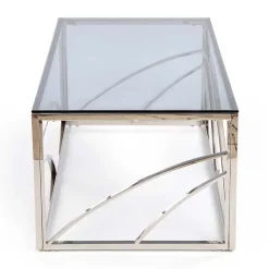 Garnero Arredamenti Tavolino 120x60cm da salotto vetro acciaio cromato Cuvel Silver Argento