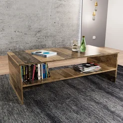 Garnero Arredamenti Tavolino 100x60cm salotto con ripiano rovere scuro West Gihome® New