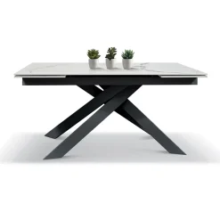 Garnero Arredamenti Tavolo 160/240 cm allungabile effetto marmo bianco antracite Pivot Online