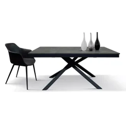 Garnero Arredamenti Tavolo allungabile 160/220 cm moderno acciaio ossido metallo Velvet Ossido - Nero opaco