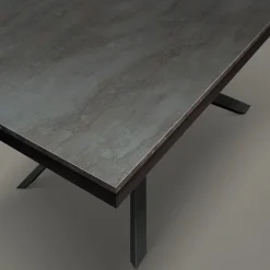 Garnero Arredamenti Tavolo allungabile 160/220 cm moderno acciaio ossido metallo Velvet Ossido - Nero opaco