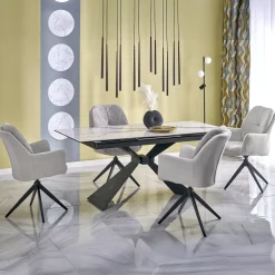 Garnero Arredamenti Tavolo allungabile 180/230cm effetto marmo bianco nero Silvano