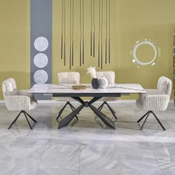 Garnero Arredamenti Tavolo allungabile 180/230cm effetto marmo bianco nero Silvano