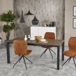 Garnero Arredamenti Tavolo allungabile 120/180cm effetto pietra acciaio nero Alder Discount