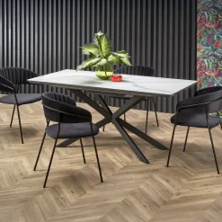 Garnero Arredamenti Tavolo allungabile 160/200cm moderno effetto marmo bianco nero Lennox Hot