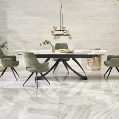 Garnero Arredamenti Tavolo allungabile 180/260cm moderno effetto marmo bianco nero Novellino Clearance