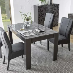 Garnero Arredamenti Tavolo allungabile 137/185cm moderno grigio con serigrafia Marvis Antracite