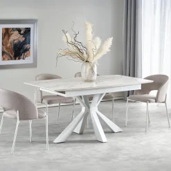 Garnero Arredamenti Tavolo allungabile 160/200cm moderno effetto marmo bianco Lucinda Best