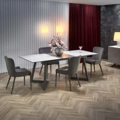 Garnero Arredamenti Tavolo allungabile 160/210cm moderno vetro acciaio grigio Jennifer Sale