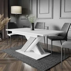 Garnero Arredamenti Tavolo allungabile 140/180cm moderno rettangolare bianco cemento Ivonne Bianco Opaco - Cemento Discount