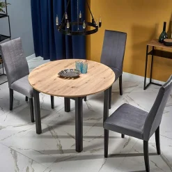 Garnero Arredamenti Tavolo allungabile 102/142cm rotondo moderno nero Lucci Rovere Outlet