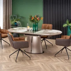 Garnero Arredamenti Tavolo allungabile da pranzo 160/200cm marmo bianco beige Iolanda Best