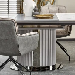 Garnero Arredamenti Tavolo allungabile da pranzo 160/220cm bianco grigio chiaro Ignazio Online