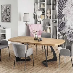 Garnero Arredamenti Tavolo allungabile moderno 160/200cm rovere naturale nero Evan New