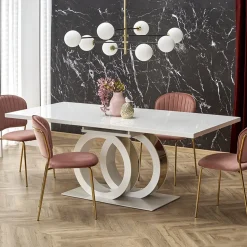 Garnero Arredamenti Tavolo allungabile moderno 160/200cm bianco oro Malvasia Sale