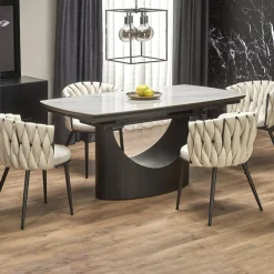 Garnero Arredamenti Tavolo allungabile moderno 160/220cm marmo bianco nero Isaia
