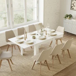 Garnero Arredamenti Tavolo allungabile 90x90cm moderno a libro Calla Bianco Frassinato Discount