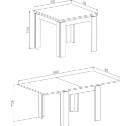 Garnero Arredamenti Tavolo allungabile 90x90cm moderno a libro Calla Grigio Sale