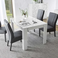 Garnero Arredamenti Tavolo 137/185cm allungabile con serigrafia Marvis Bianco Lucido