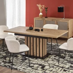 Garnero Arredamenti Tavolo 130/180cm allungabile da pranzo rovere chiaro nero Harbin Outlet